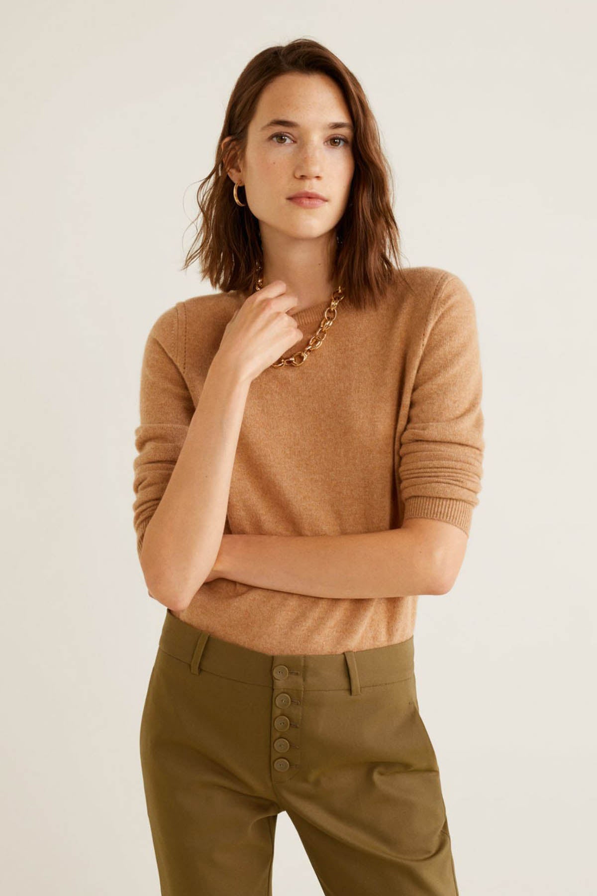 Buttons Cotton Trousers