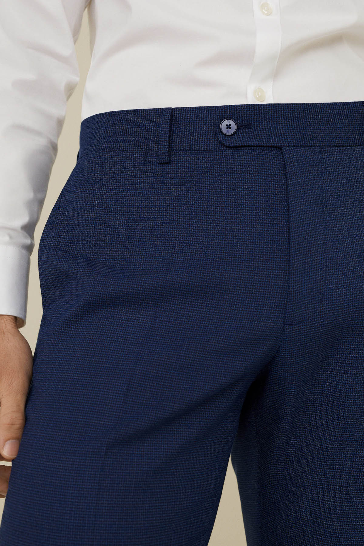 Slim Fit Microstructure Suit Trousers