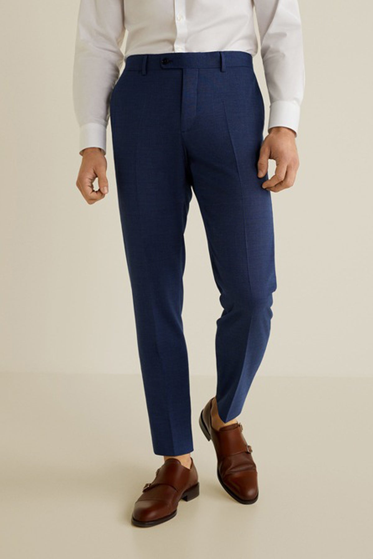 Slim Fit Microstructure Suit Trousers
