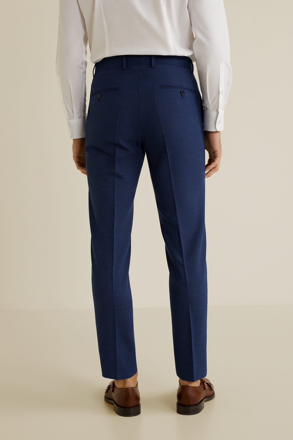 Slim Fit Microstructure Suit Trousers