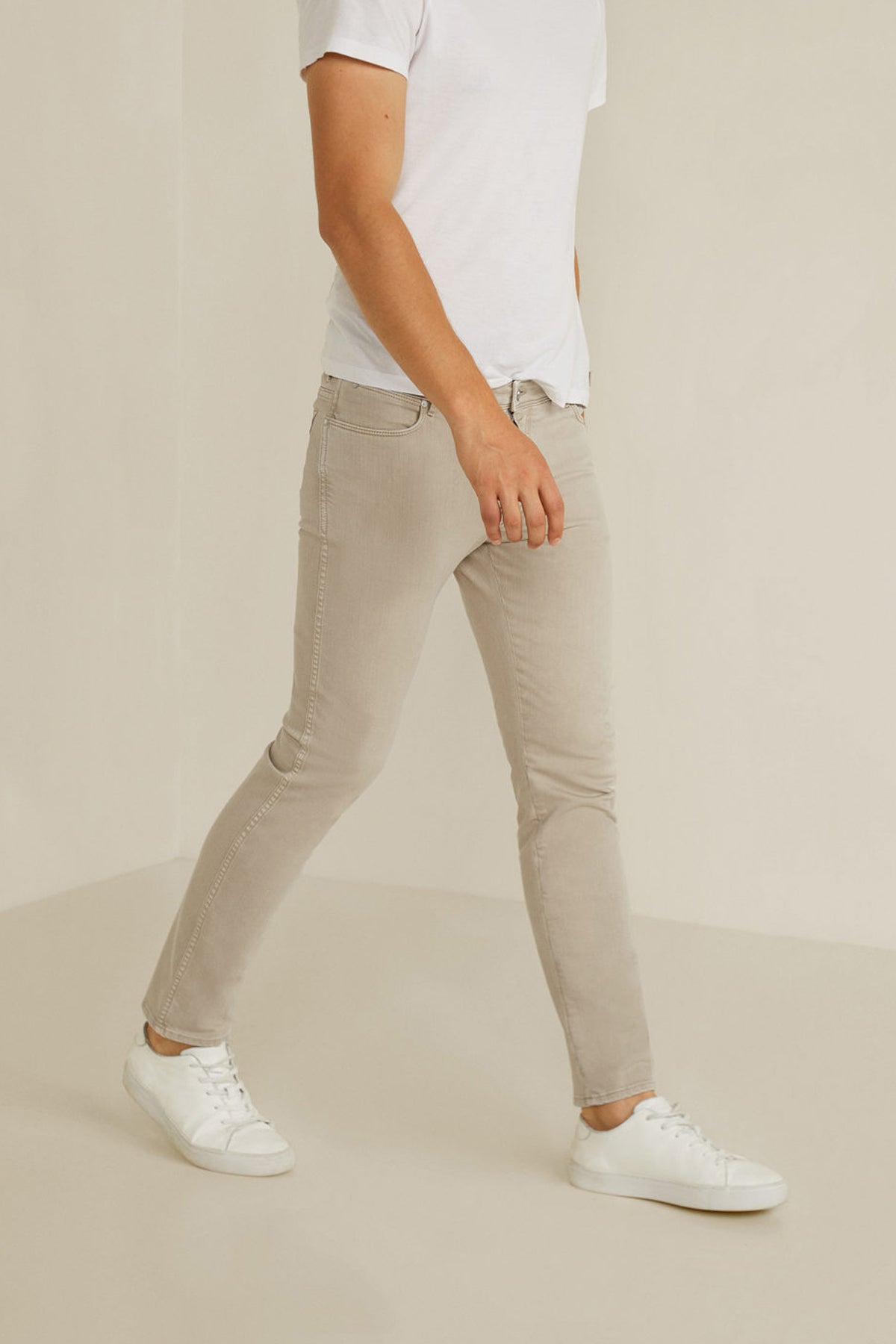 Beige Colour Slim-Fit Patrick Jeans