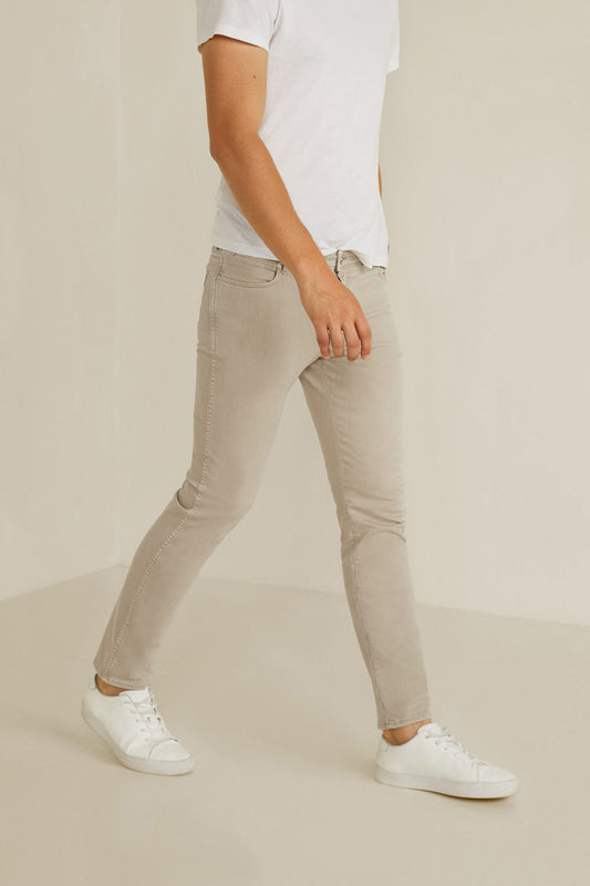 Beige Colour Slim-Fit Patrick Jeans