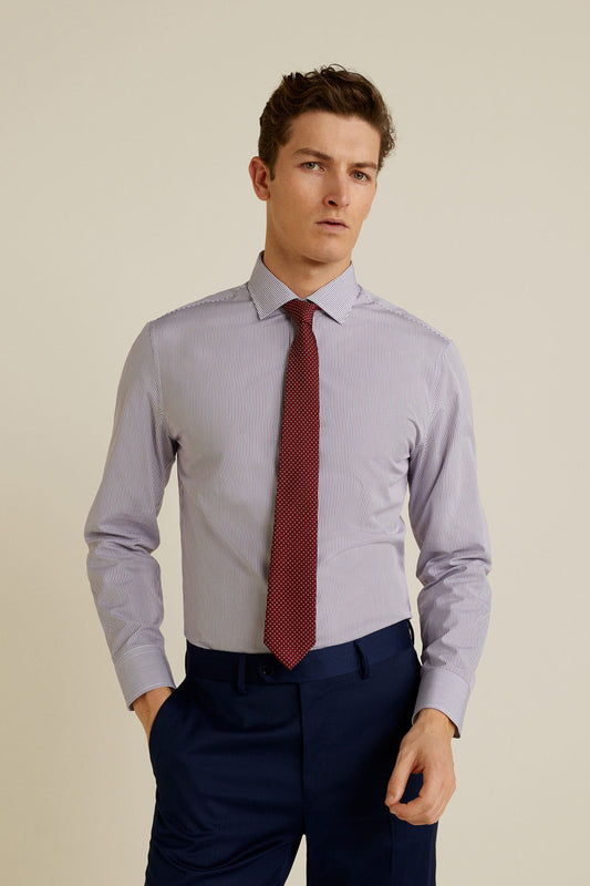 Slim Fit Fine-Striped Tailored Shirt