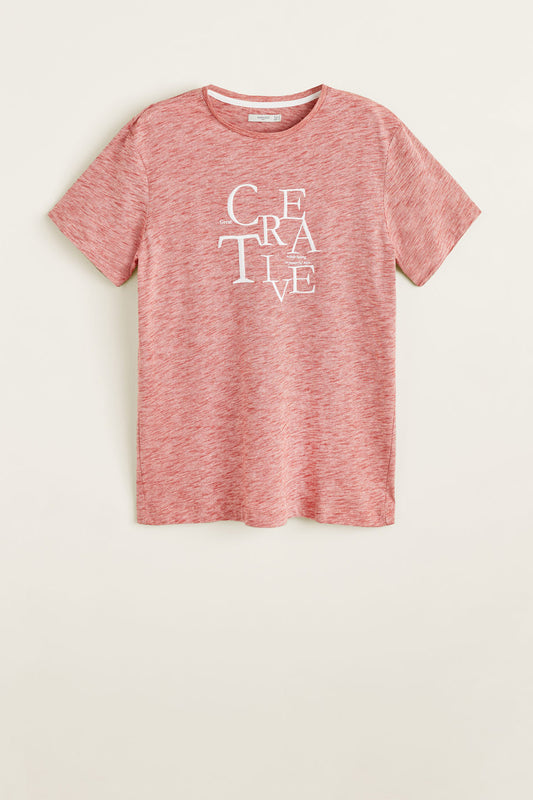 Embroidered Message Flecked T-Shirt