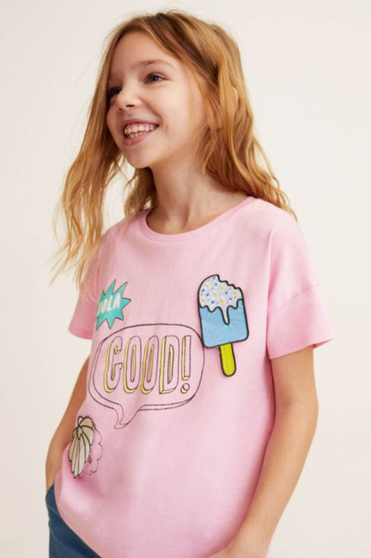 Girl's Decorative Appliqué T-Shirt