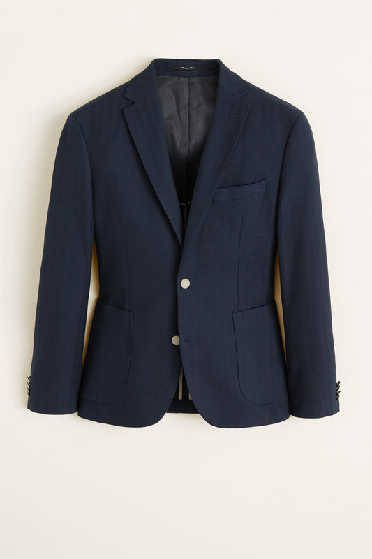 Slim Fit Herringbone Structured Blazer