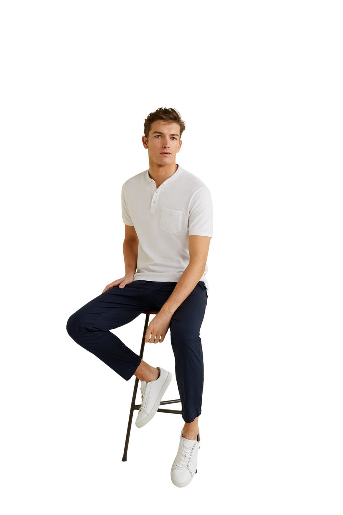 Mao Collar Polo Shirt