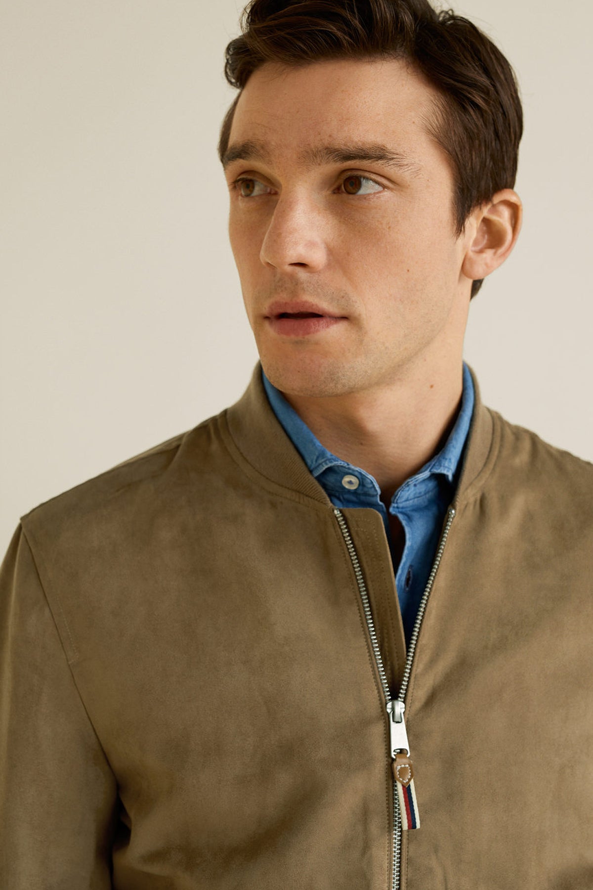 Faux Suede Bomber Jacket