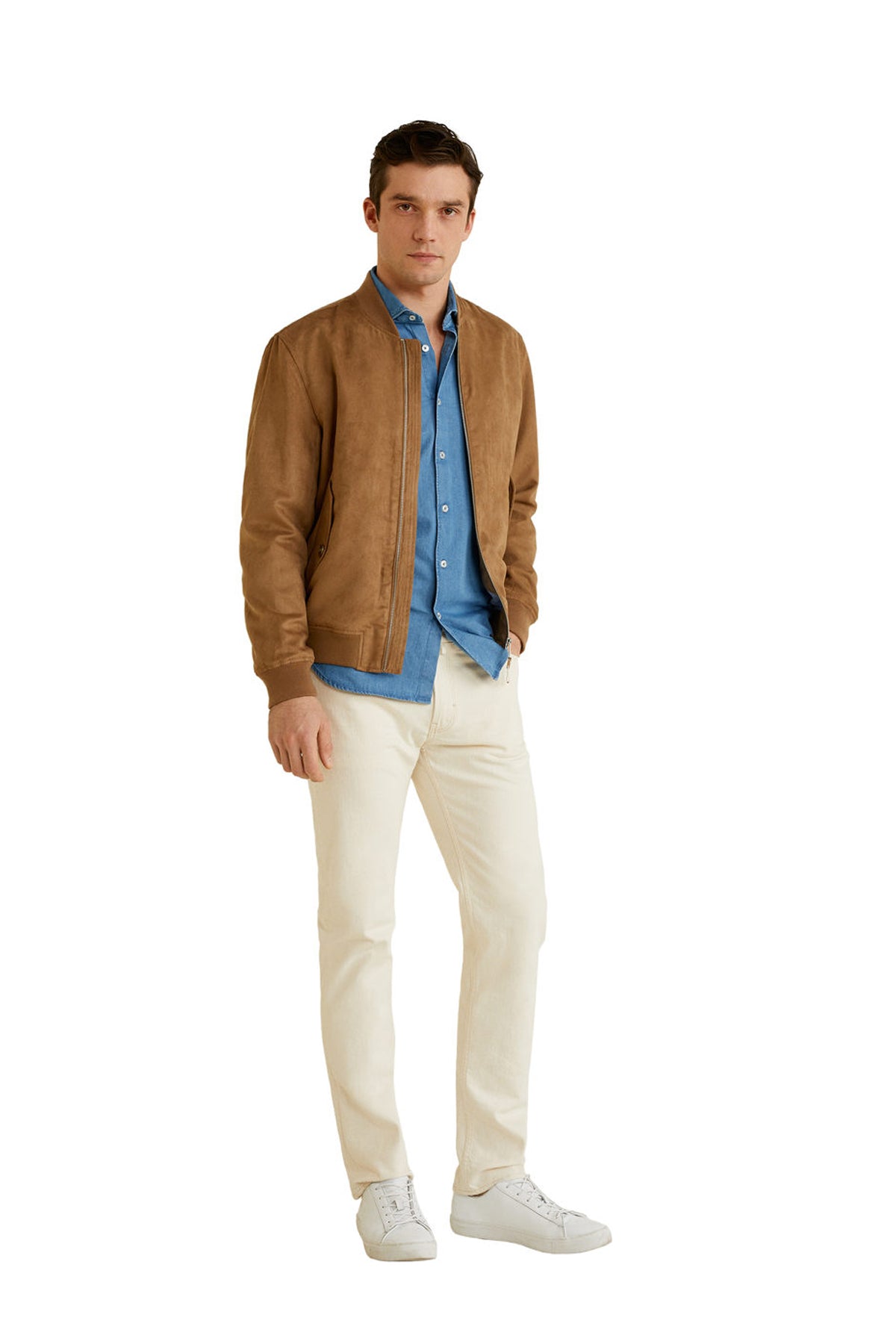 Faux Suede Bomber Jacket