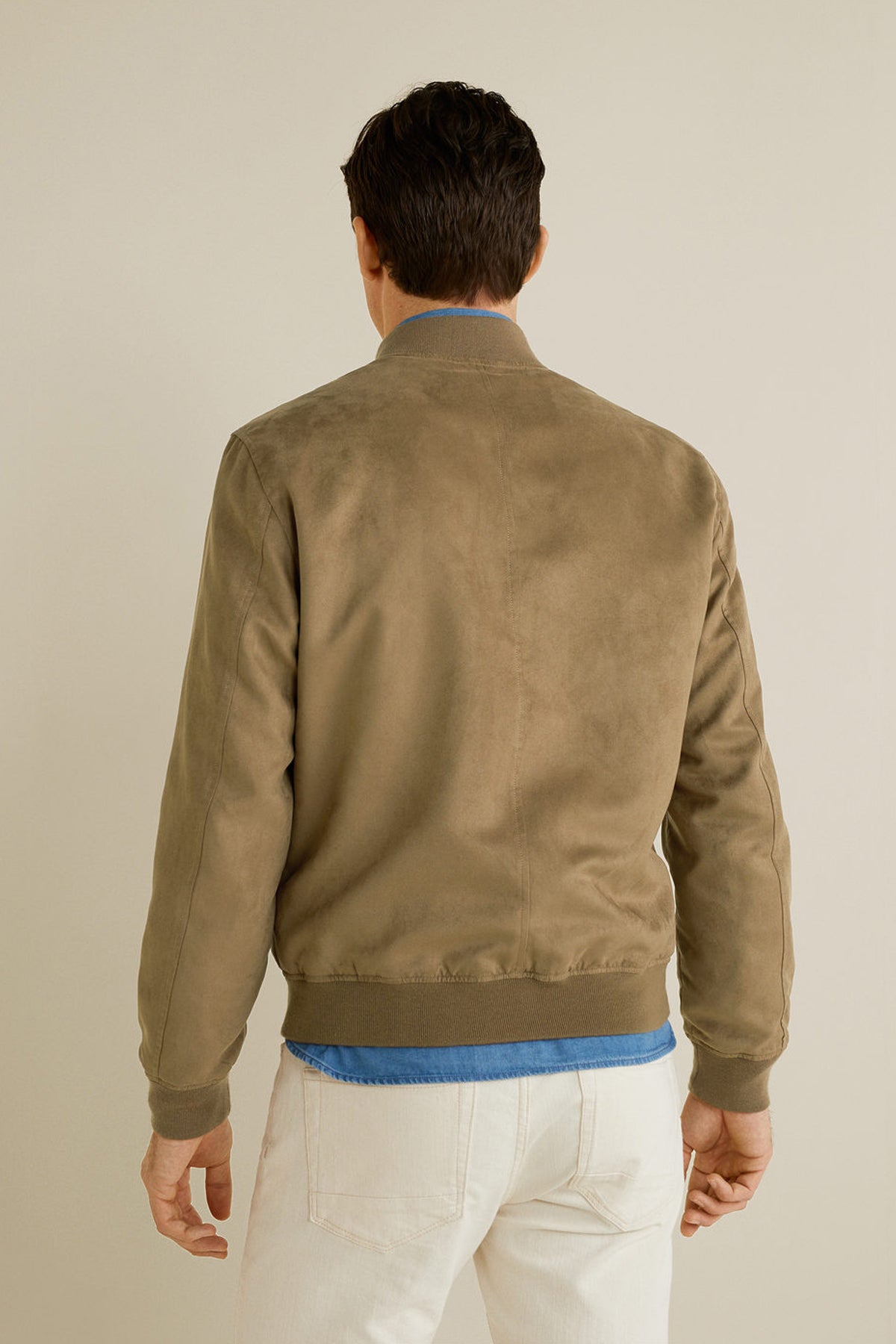 Faux Suede Bomber Jacket