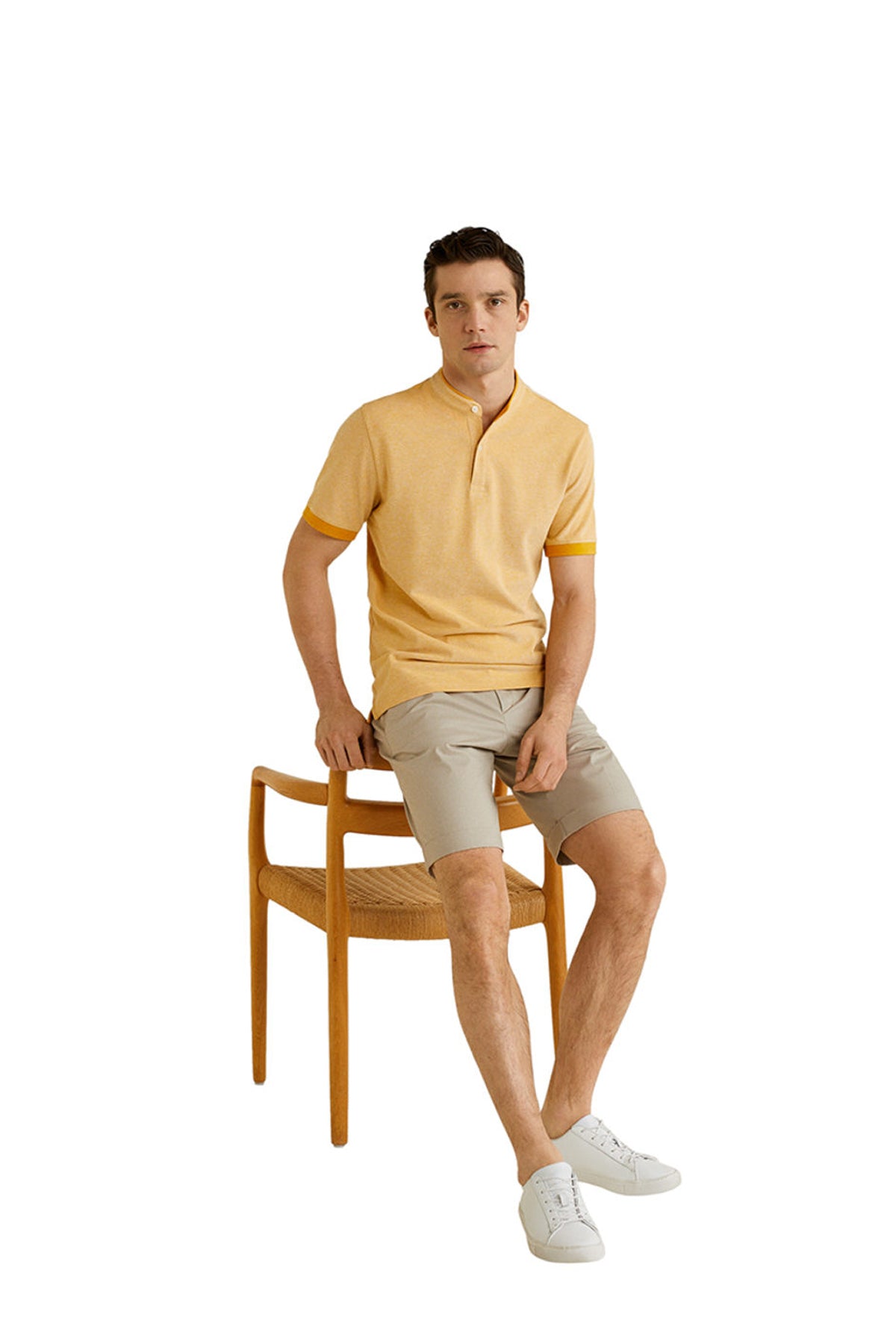 Mao Collar Polo Shirt