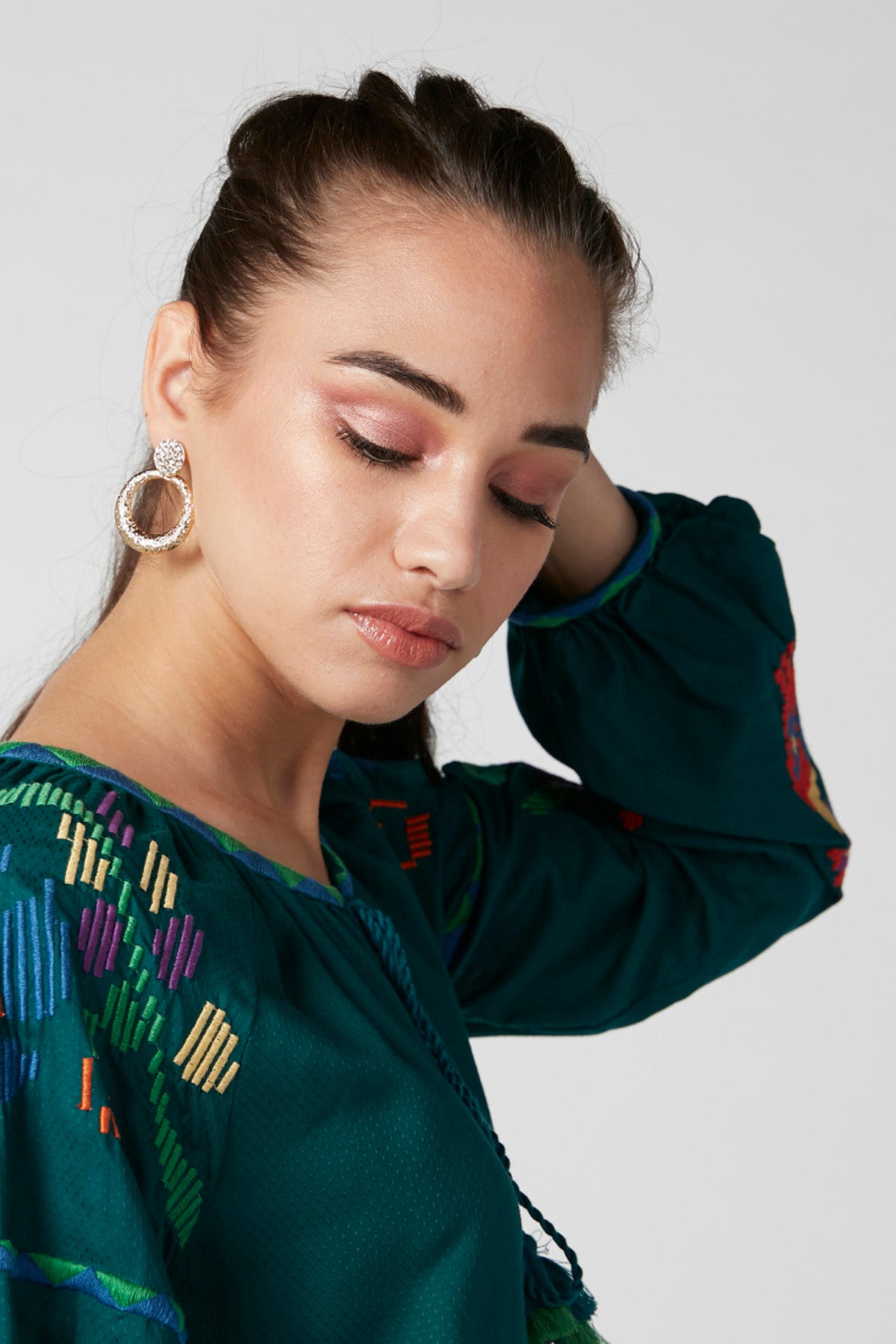 Studded Dangling Earrings with Pushback Closure