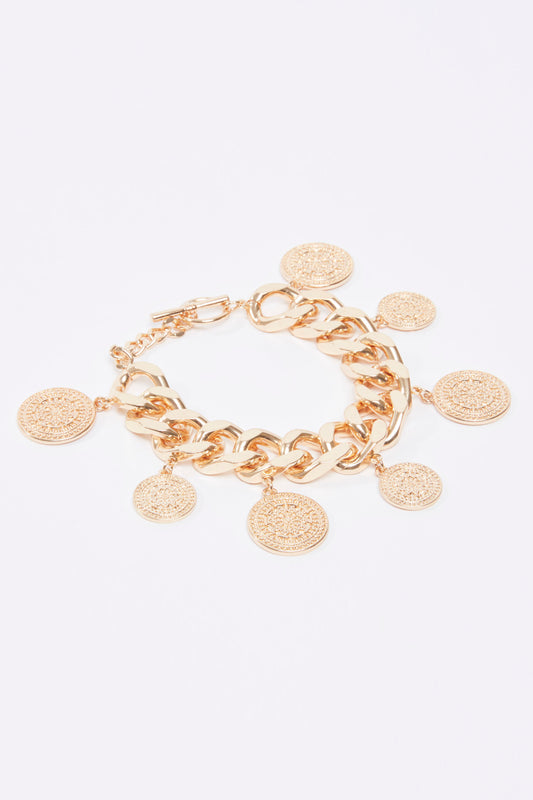 Metallic Charms Bracelet with Clasp
