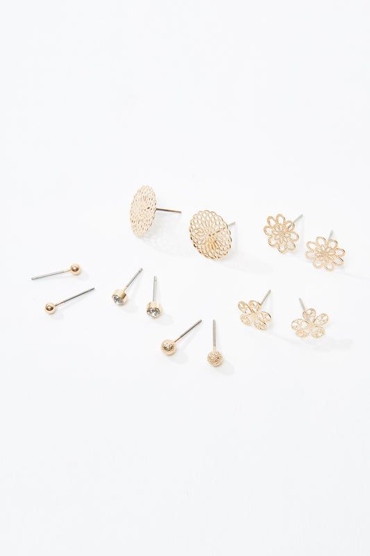 Embellished Studs with Pushback Closure - Set 0f 6