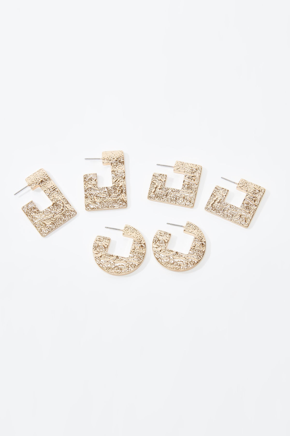 Metallic Dangling Earrings with Pushback Closure - Set of 3