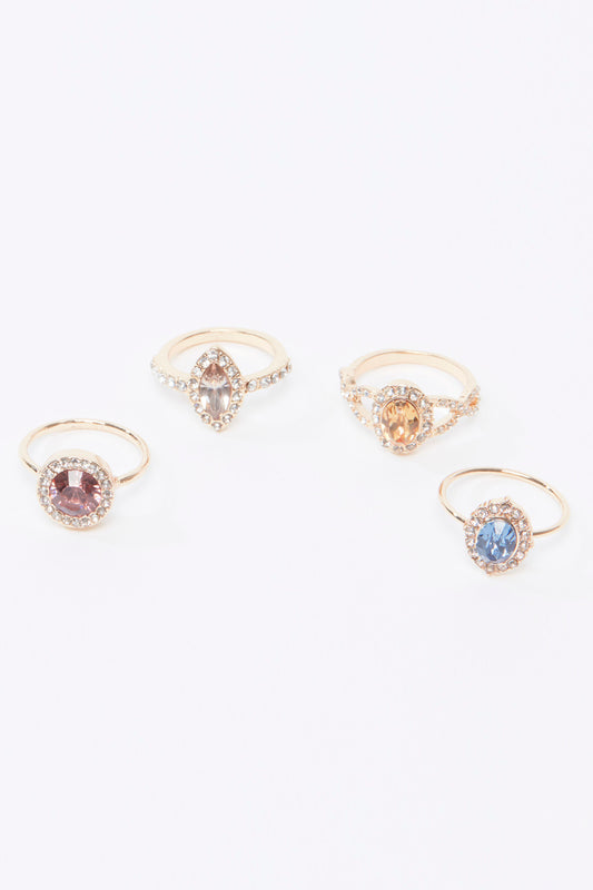 Set of 4 - Studded Finger Rings