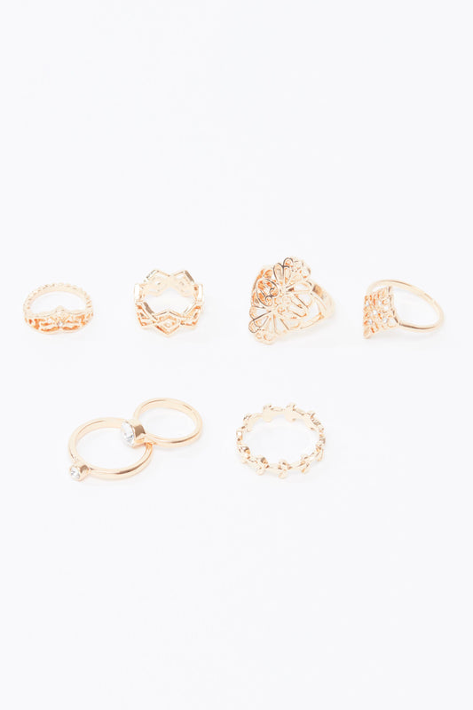 Set of 7 - Embellished Finger Rings