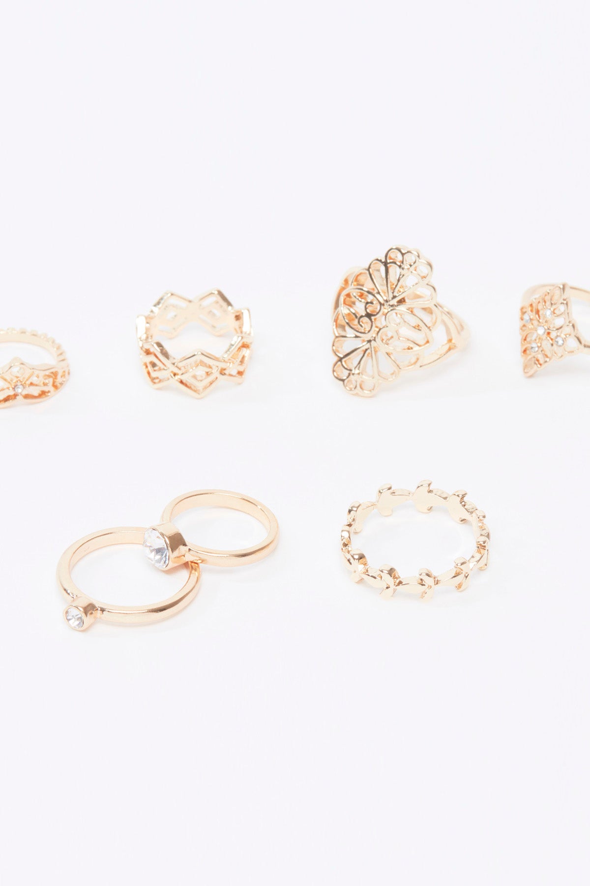 Set of 7 - Embellished Finger Rings