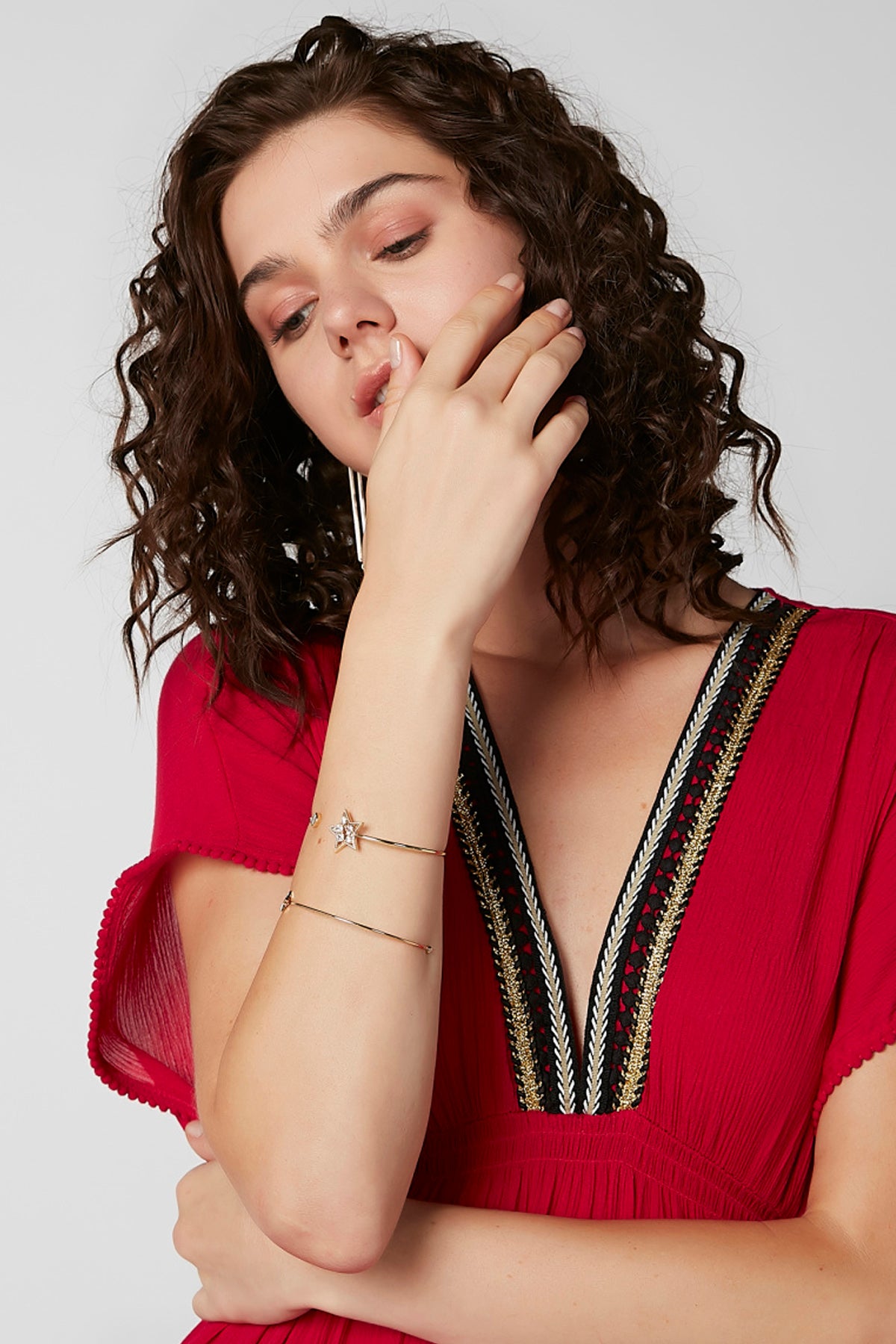 Embellished Cuffed Bracelet - Set of 2