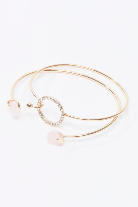 Embellished Cuffed Bracelet - Set of 2