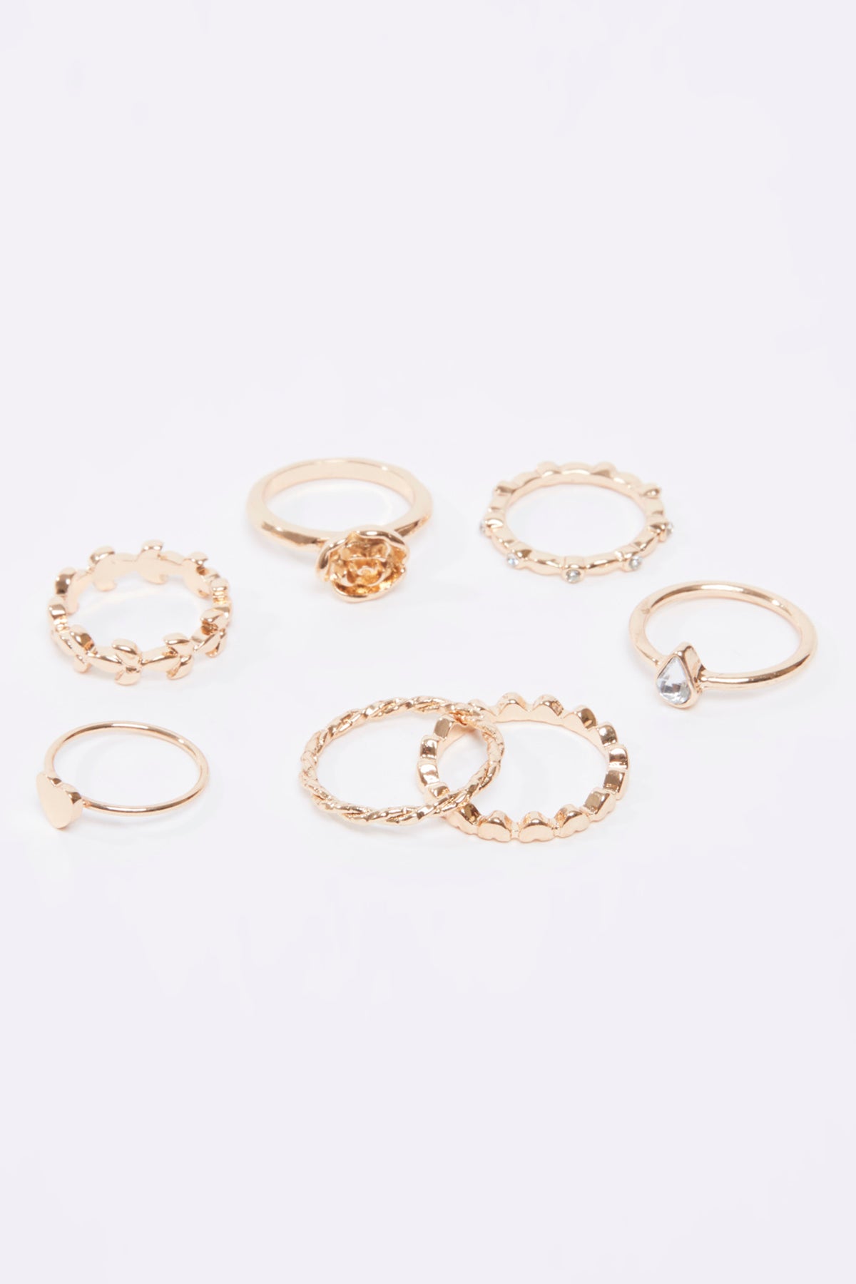 Set of 7 - Assorted Metallic Finger Rings