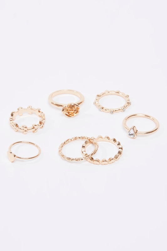 Set of 7 - Assorted Metallic Finger Rings