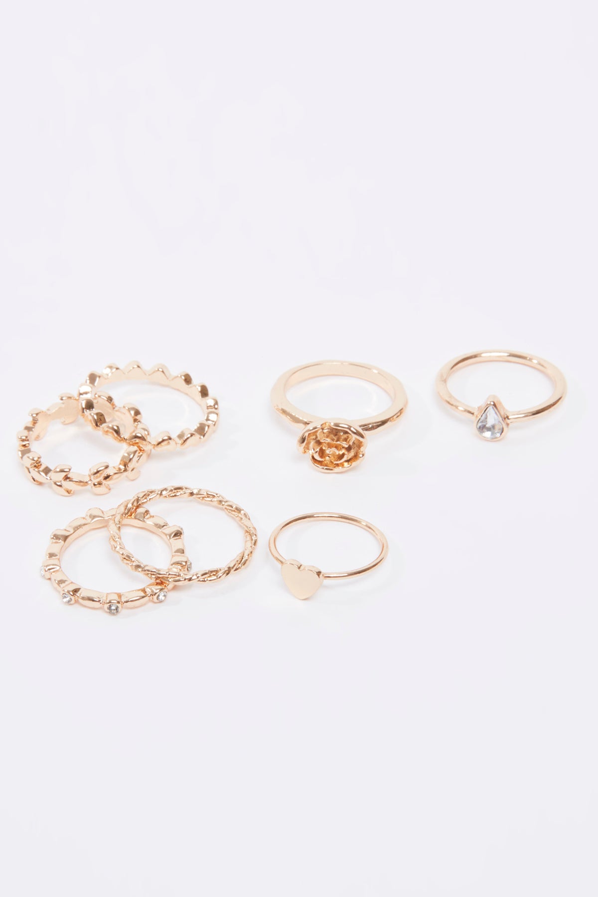 Set of 7 - Assorted Metallic Finger Rings