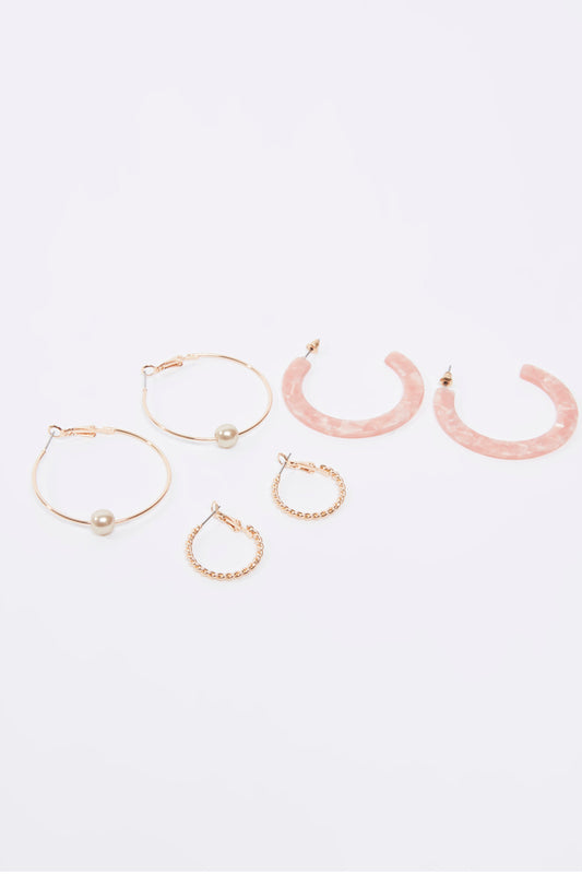 Set of 3 - Hoop Earrings