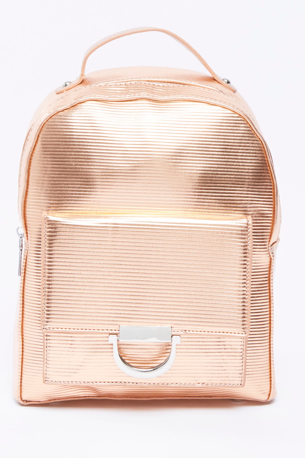 Textured Backpack with Adjustable Straps and Zip Closure