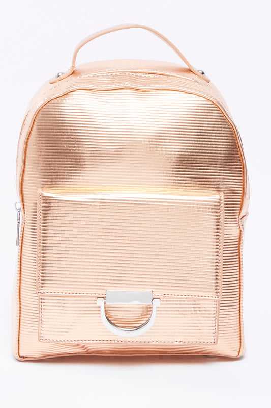 Textured Backpack with Adjustable Straps and Zip Closure