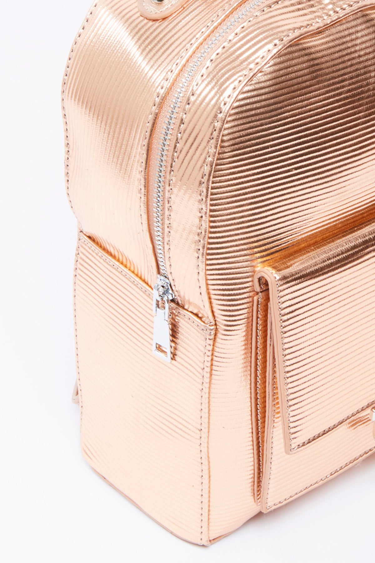 Textured Backpack with Adjustable Straps and Zip Closure