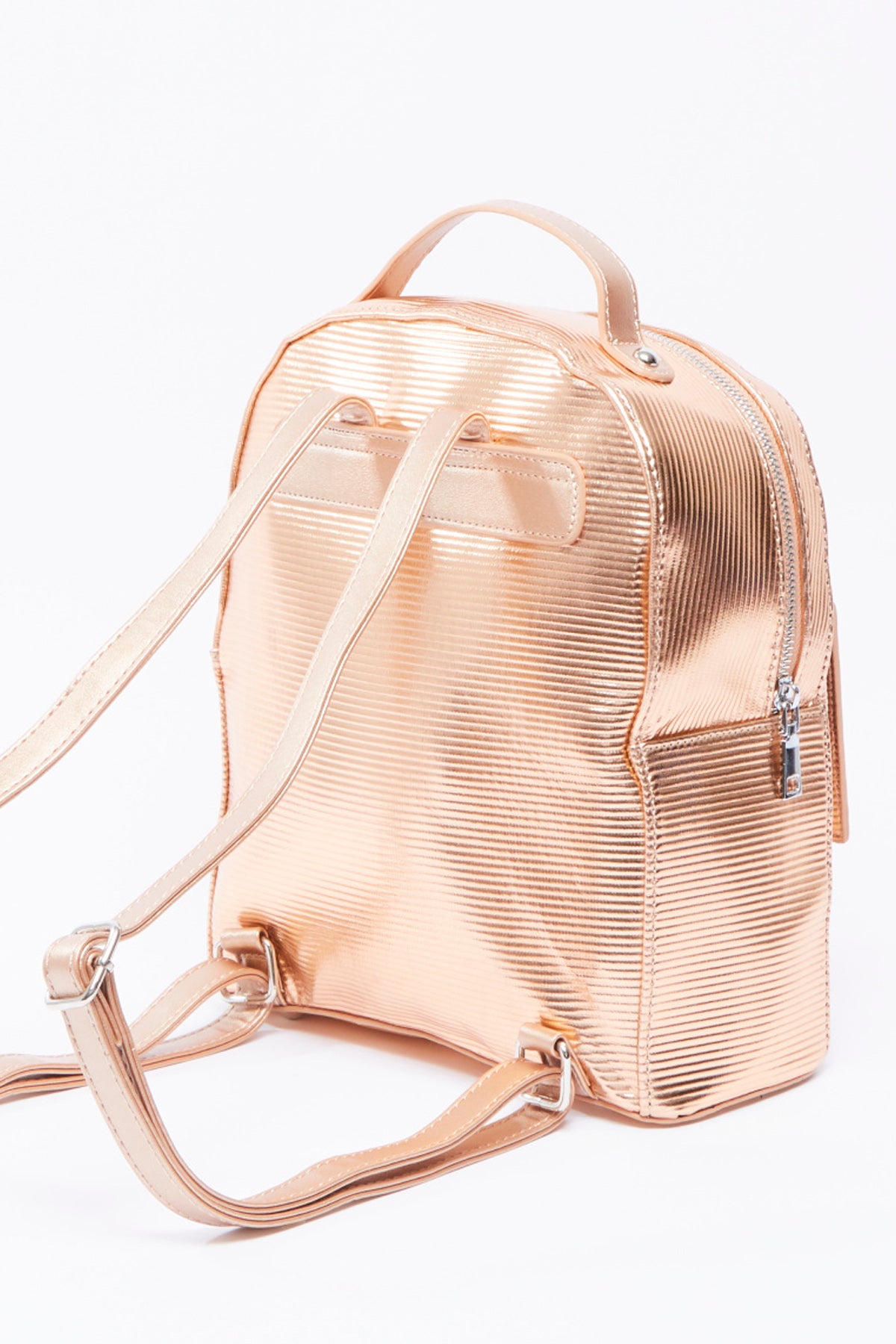 Textured Backpack with Adjustable Straps and Zip Closure
