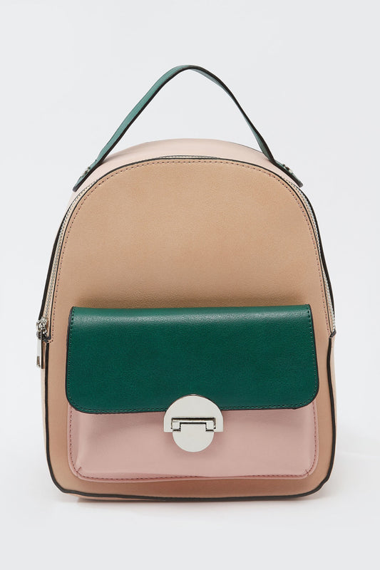 Textured Backpack with Zip Closure and Adjustable Straps