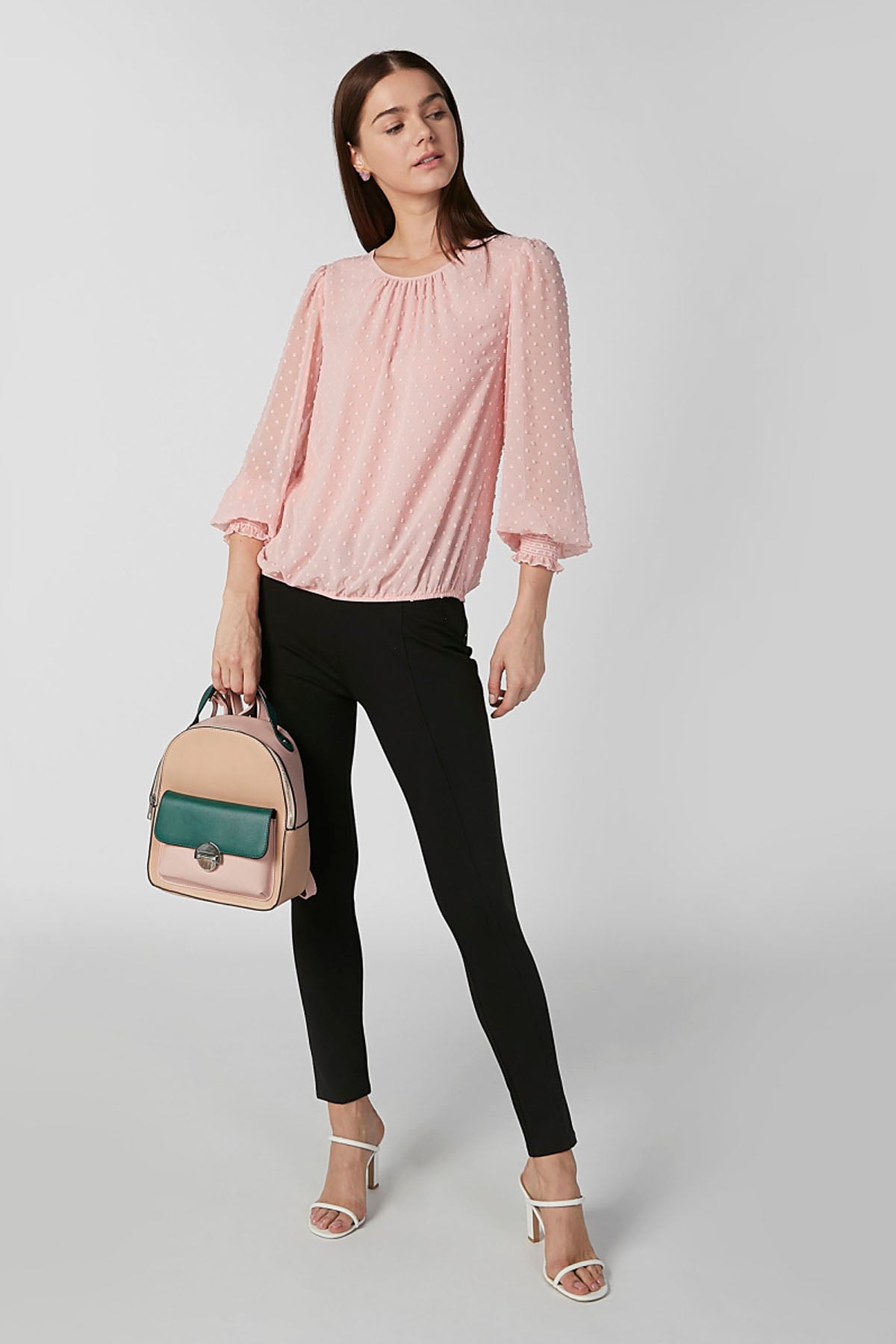 Textured Backpack with Zip Closure and Adjustable Straps