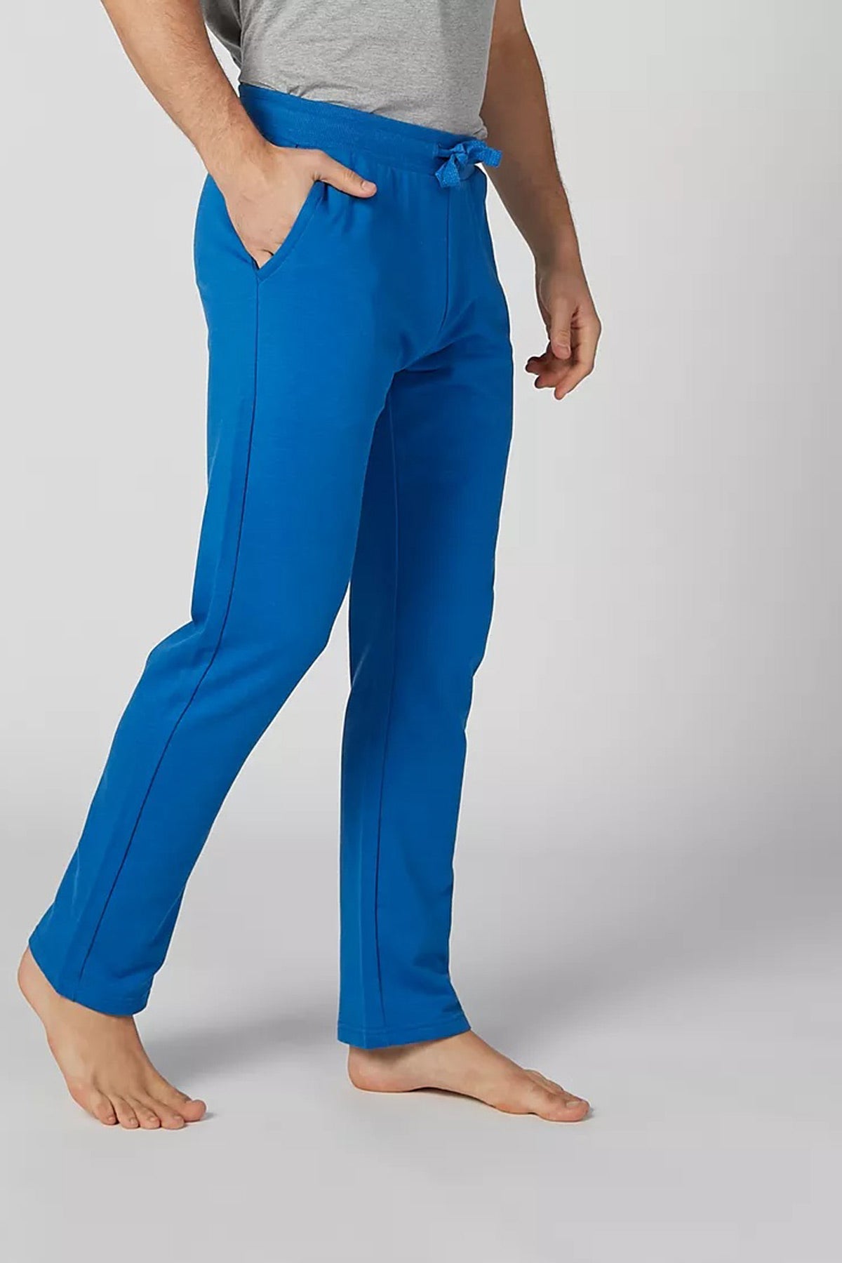 Full Length Plain Pants with Pocket Detail and Drawstring
