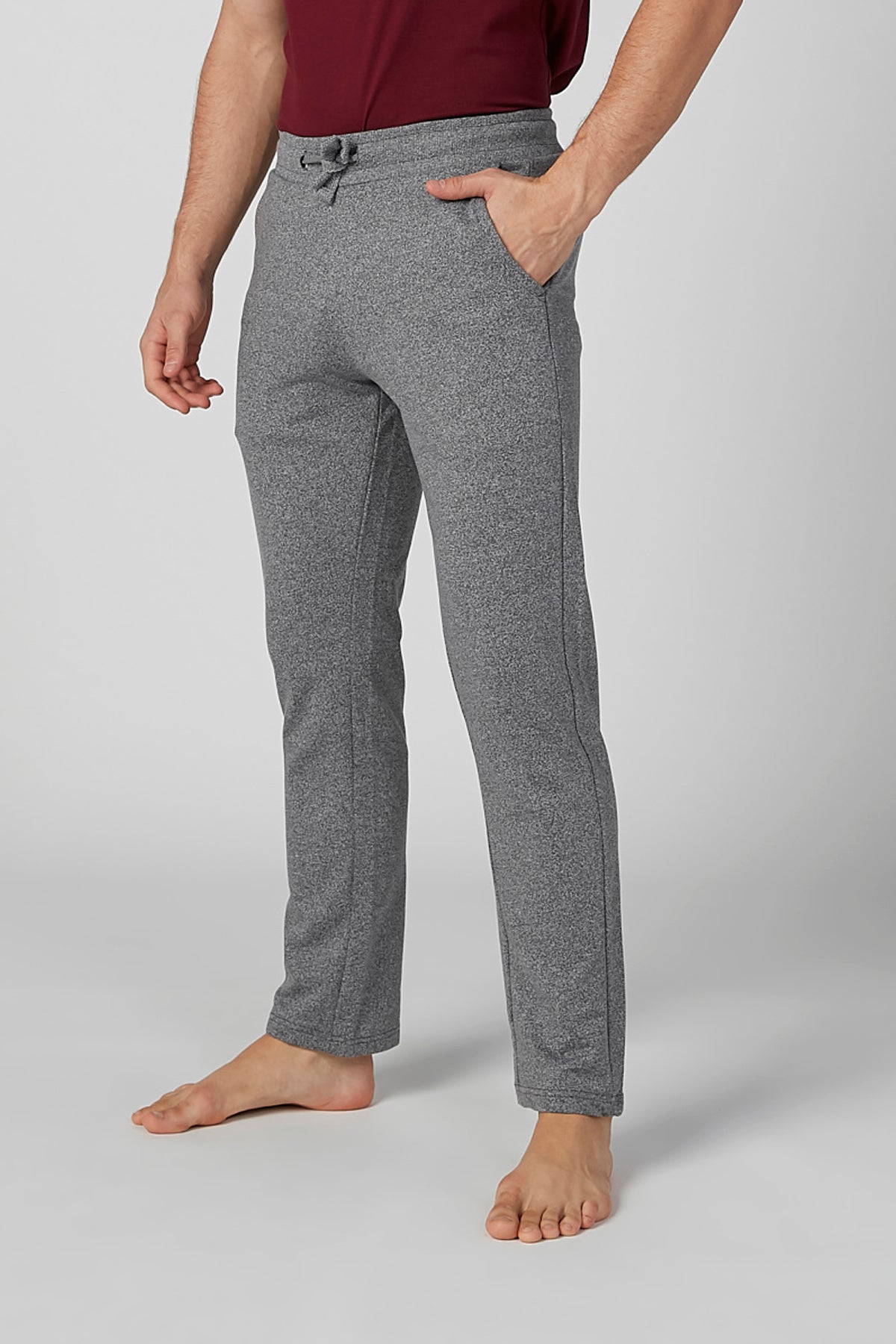 Full Length Plain Pants with Pocket Detail and Drawstring