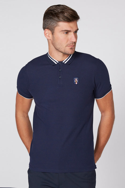 Applique Detail T-Shirt with Polo Neck and Short Sleeves