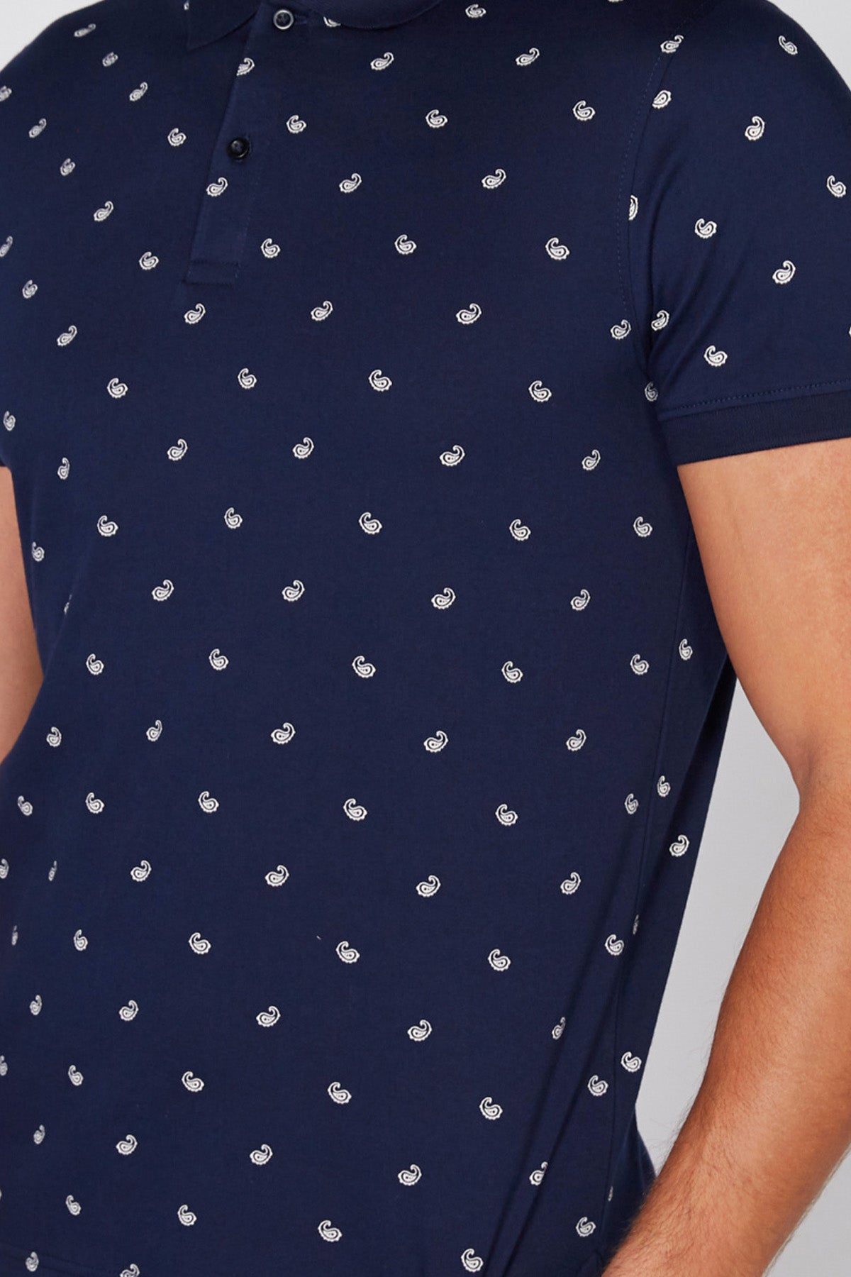Printed T-Shirt with Polo Neck and Short Sleeves