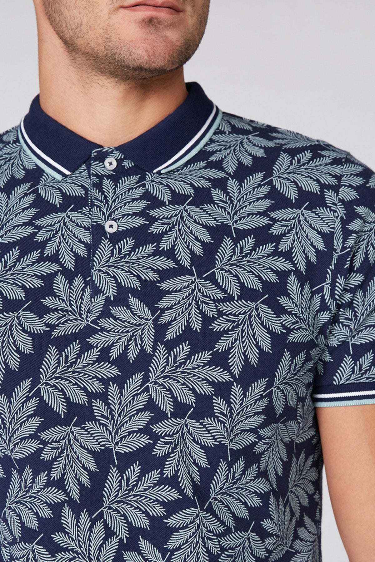 Printed T-Shirt with Polo Neck and Short Sleeves