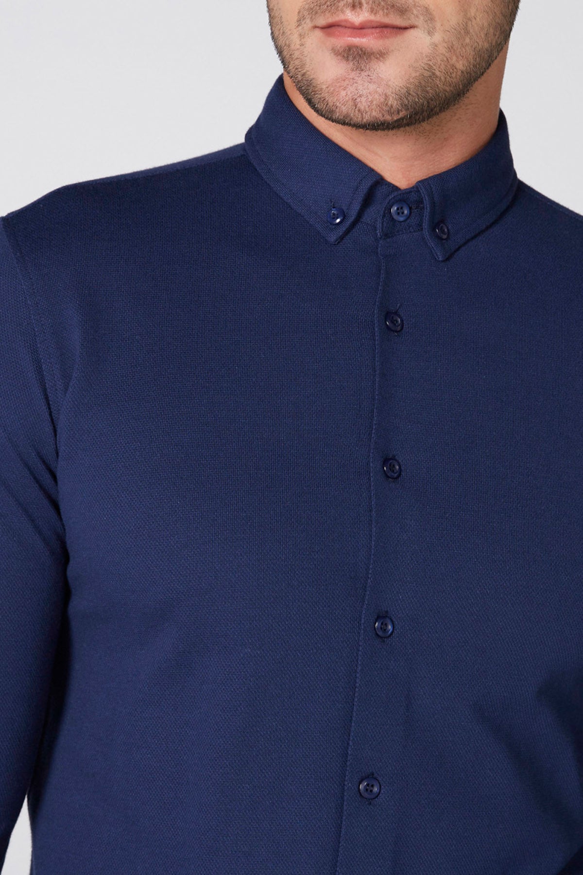Textured Shirt with Long Sleeves and Complete Placket