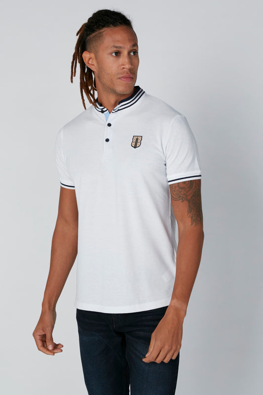 Mandarin Collar T-Shirt with Short Sleeves