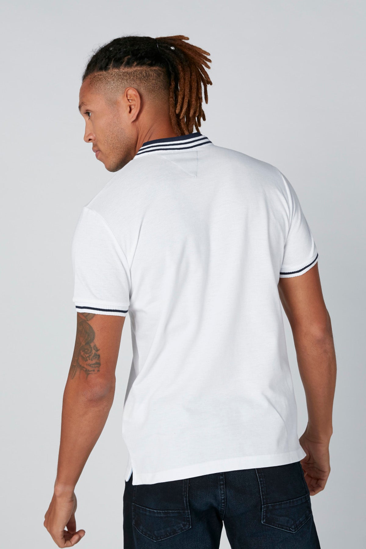Mandarin Collar T-Shirt with Short Sleeves
