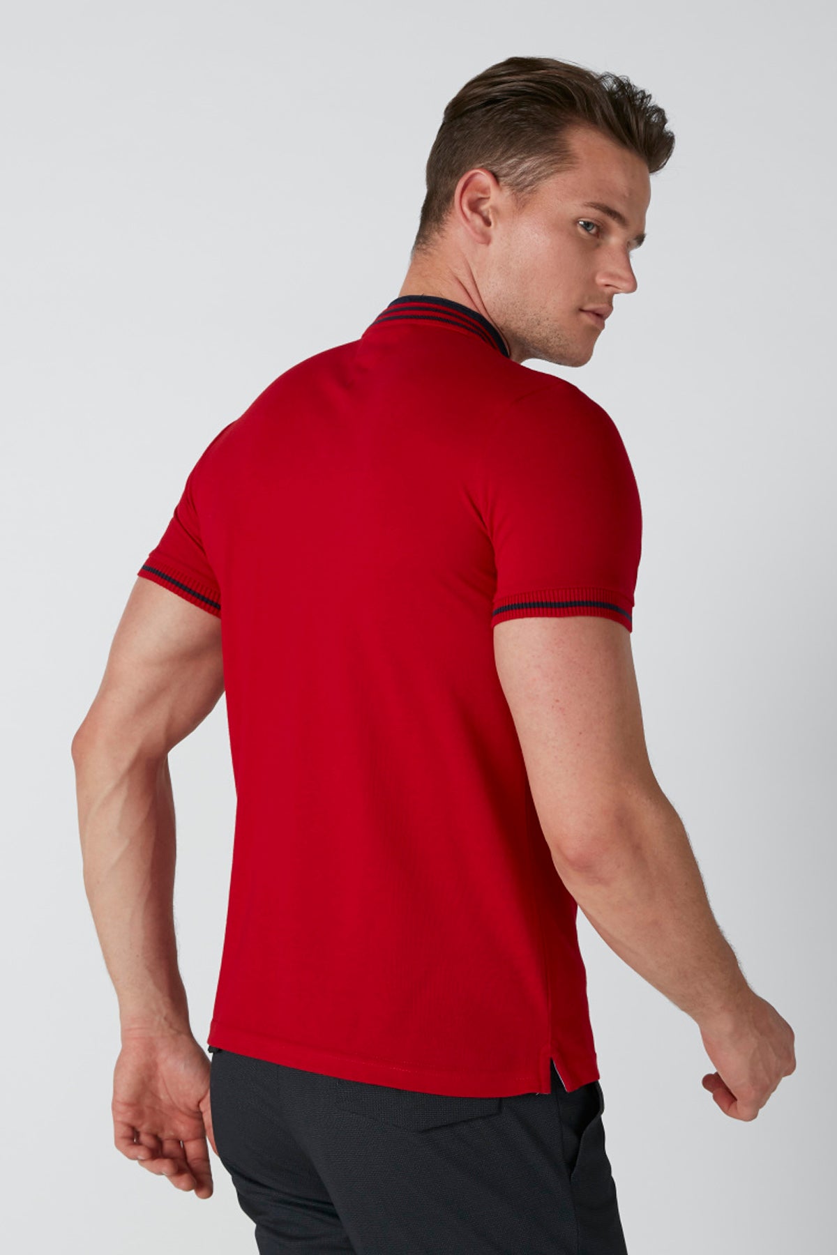 Mandarin Collar T-Shirt with Short Sleeves