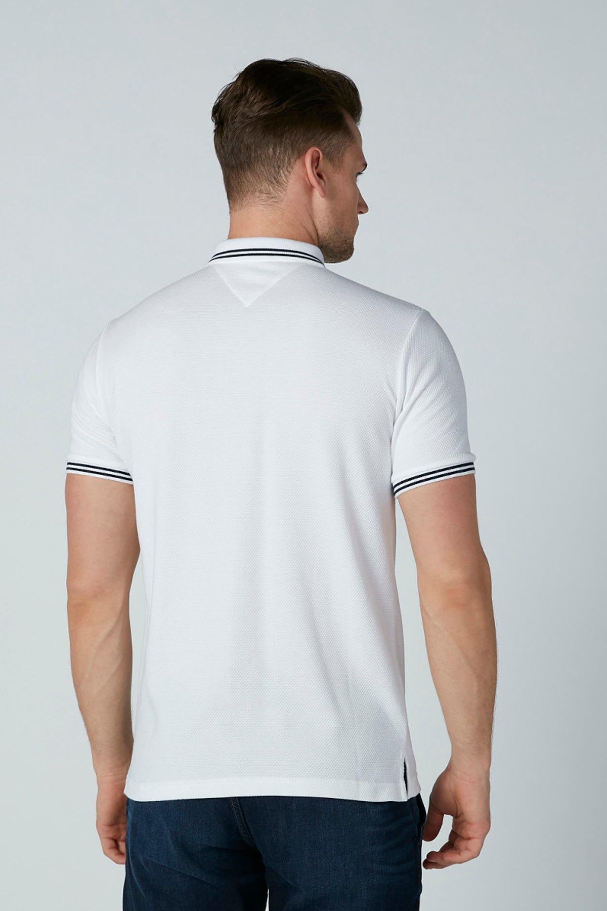 T-Shirt with Polo Neck and Tipping Detail