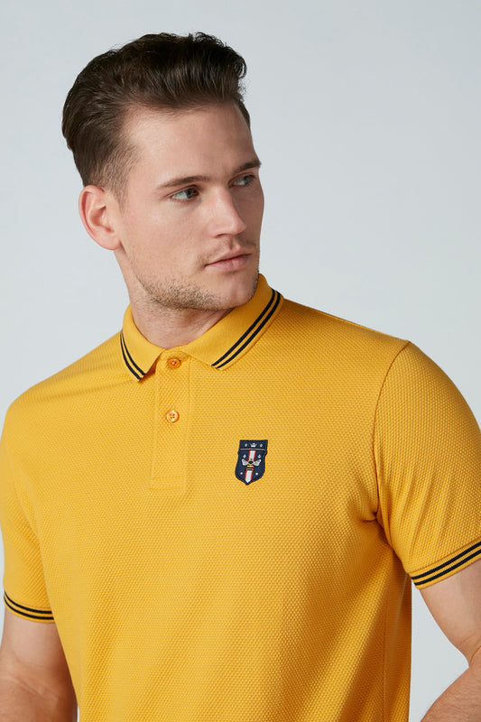 T-Shirt with Polo Neck and Tipping Detail