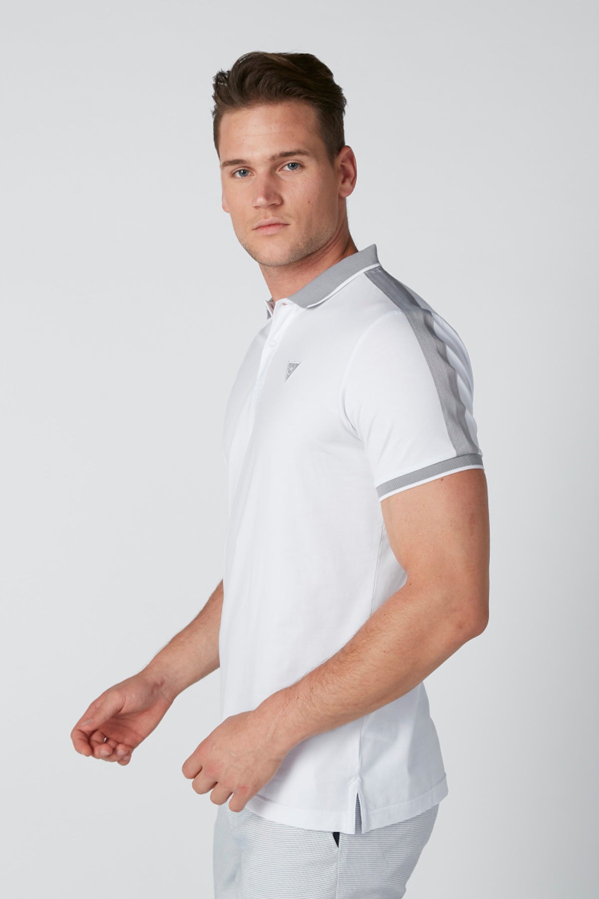 Polo Neck T-Shirt in Regular Fit with Short Sleeves