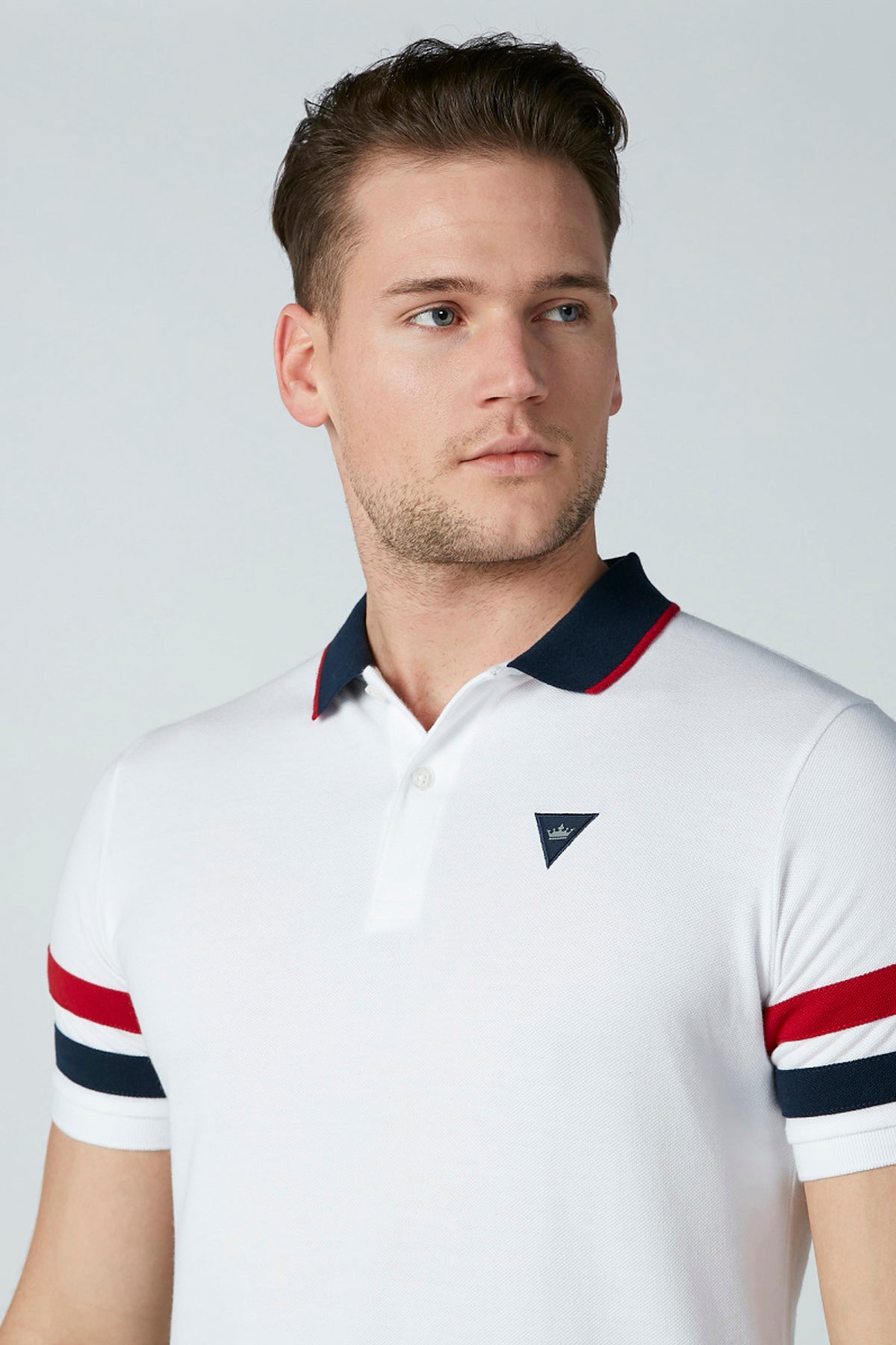 Textured T-Shirt with Polo Neck and Short Sleeves
