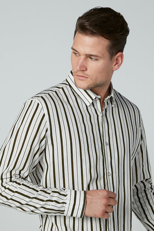 Striped Shirt with Long Sleeves and Complete Placket