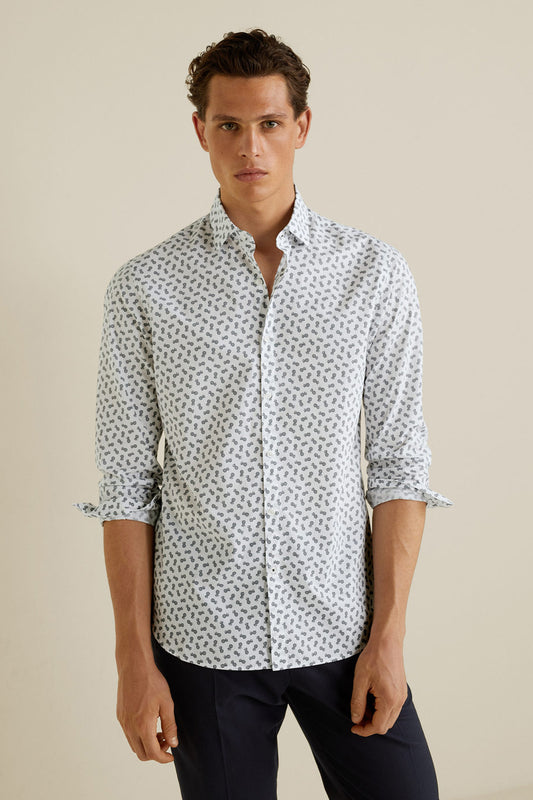 Slim Fit Printed Cotton Shirt