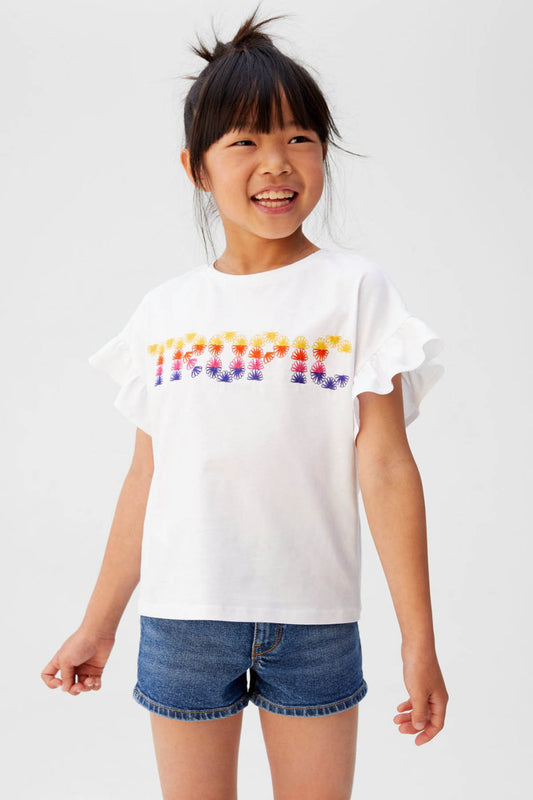 Girl's Embroidered Message T-Shirt